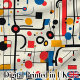 Abstract Bauhaus Lines Circles and Shapes  Seamless Pattern Digital Print Fabric by the Metre UK Sewing Quilting Textile