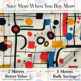 Abstract Bauhaus Lines Circles and Shapes  Seamless Pattern Digital Print Fabric by the Metre UK Sewing Quilting Textile
