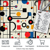 Abstract Bauhaus Lines Circles and Shapes  Seamless Pattern Digital Print Fabric by the Metre UK Sewing Quilting Textile