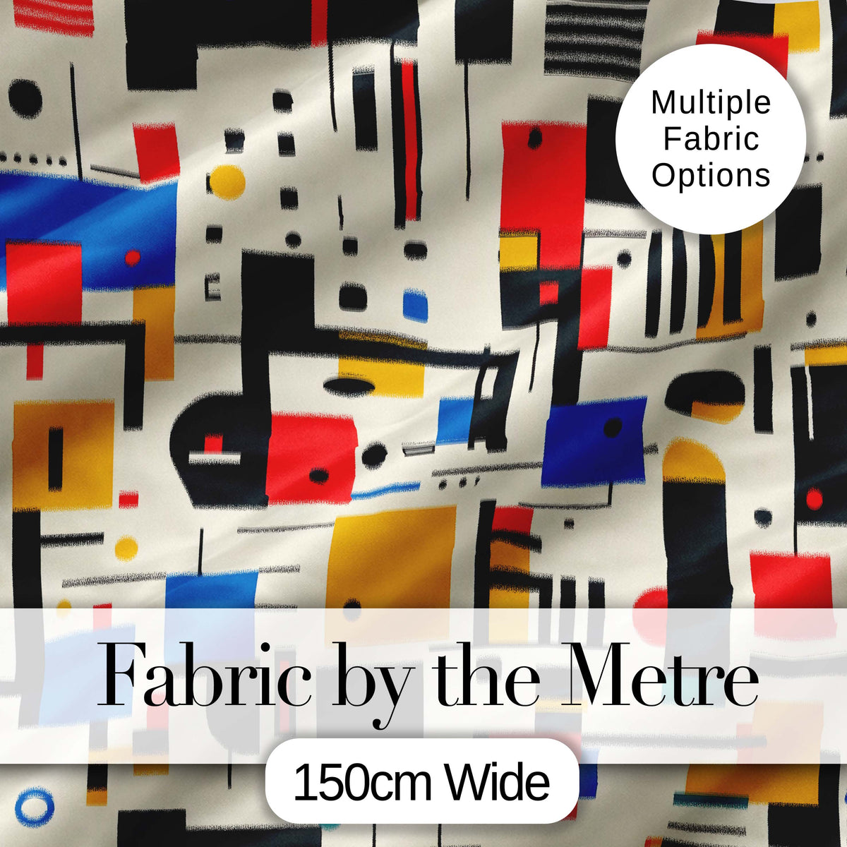 Minimal Abstract Grid Shapes Primary Colors Seamless Pattern Digital Print Fabric by the Metre UK Sewing Quilting Textile