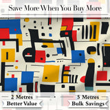 Minimal Abstract Grid Shapes Primary Colors Seamless Pattern Digital Print Fabric by the Metre UK Sewing Quilting Textile