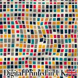 Colorful Mosaic Squares Irregular Grid Modern Seamless Pattern Digital Print Fabric by the Metre UK Sewing Quilting Textile