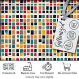 Colorful Mosaic Squares Irregular Grid Modern Seamless Pattern Digital Print Fabric by the Metre UK Sewing Quilting Textile