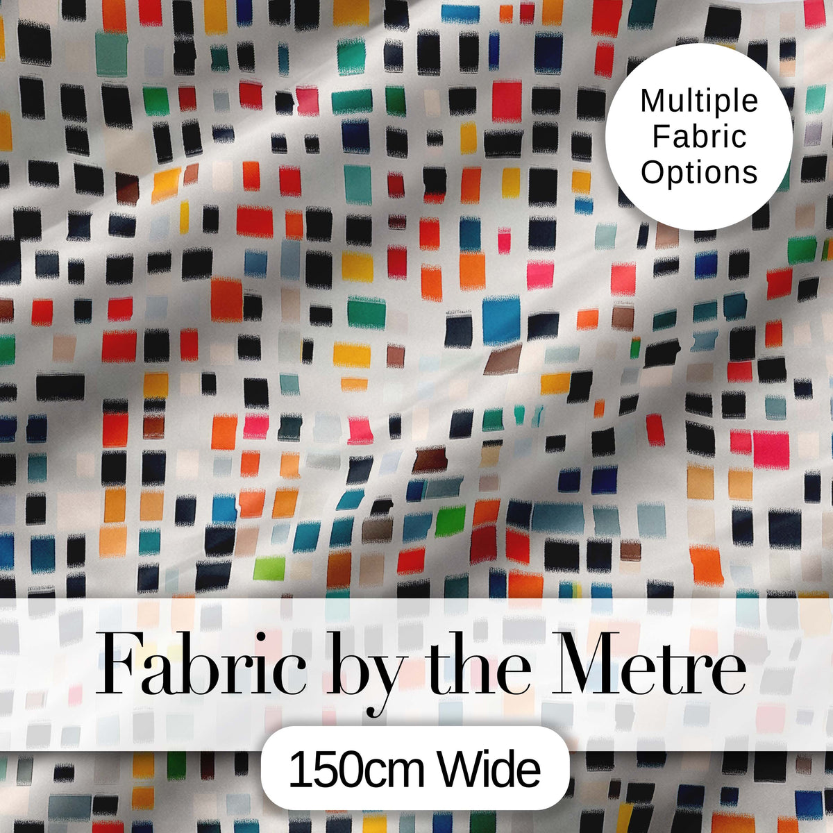 Small Multicolor Tile Squares Dense Abstract Seamless Pattern Digital Print Fabric by the Metre UK Sewing Quilting Textile