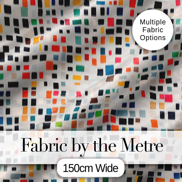 Small Multicolor Tile Squares Dense Abstract Seamless Pattern Digital Print Fabric by the Metre UK Sewing Quilting Textile