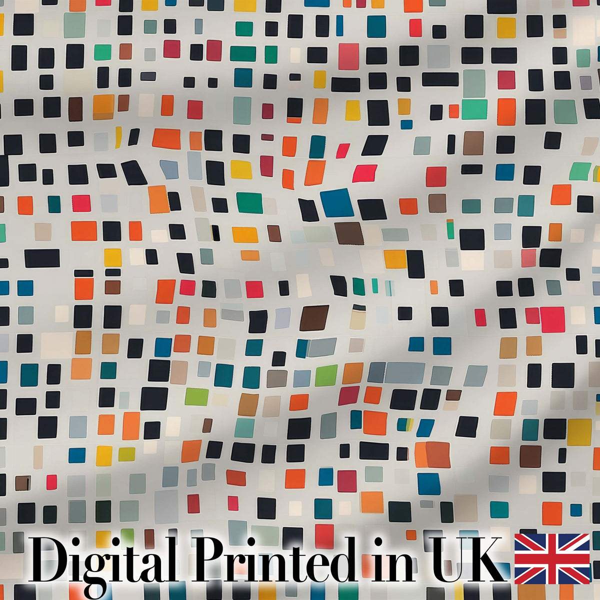 Small Multicolor Tile Squares Dense Abstract Seamless Pattern Digital Print Fabric by the Metre UK Sewing Quilting Textile