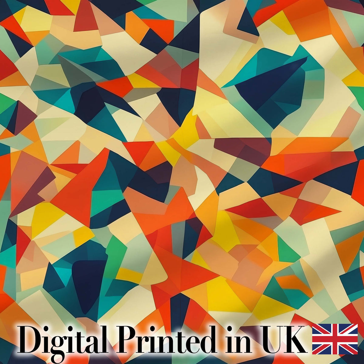 Vibrant Low Poly Abstract Triangles Colorful Seamless Pattern Digital Print Fabric by the Metre UK Sewing Quilting Textile