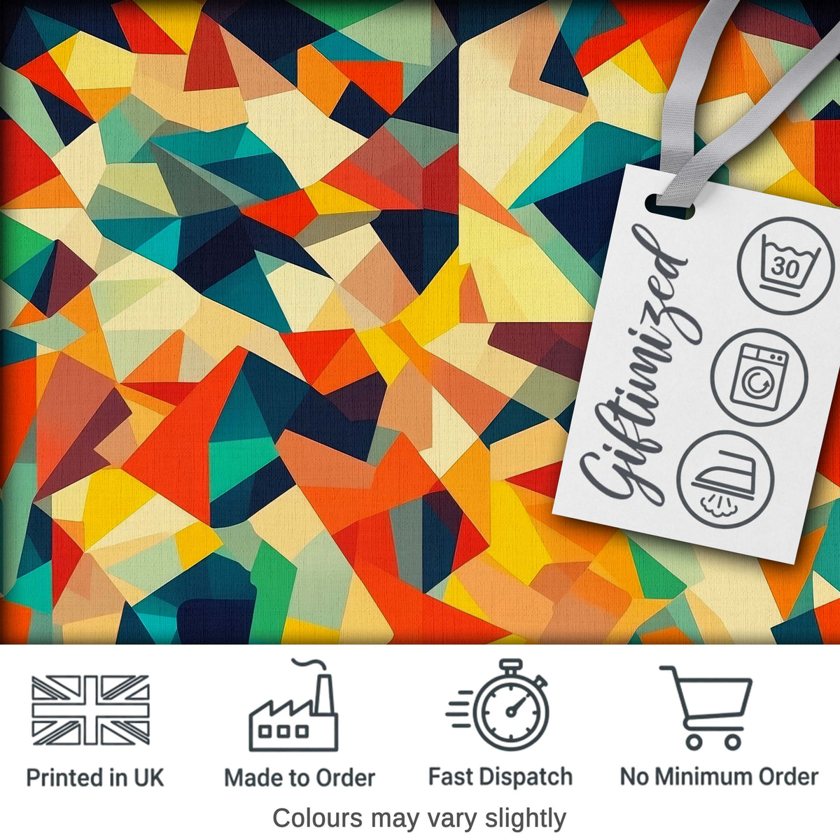 Vibrant Low Poly Abstract Triangles Colorful Seamless Pattern Digital Print Fabric by the Metre UK Sewing Quilting Textile