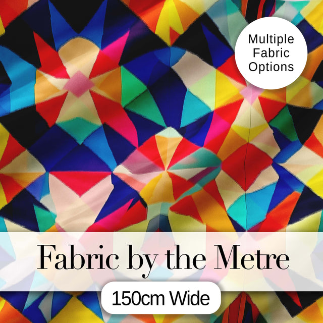 Geometric Star Pattern Bright Symmetry Kaleidoscope Seamless Pattern Digital Print Fabric by the Metre UK Sewing Quilting Textile