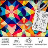 Geometric Star Pattern Bright Symmetry Kaleidoscope Seamless Pattern Digital Print Fabric by the Metre UK Sewing Quilting Textile