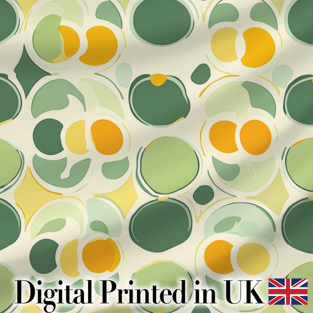 Soft Green Organic Shapes Abstract Botanical Seamless Pattern Digital Print Fabric by the Metre UK Sewing Quilting Textile