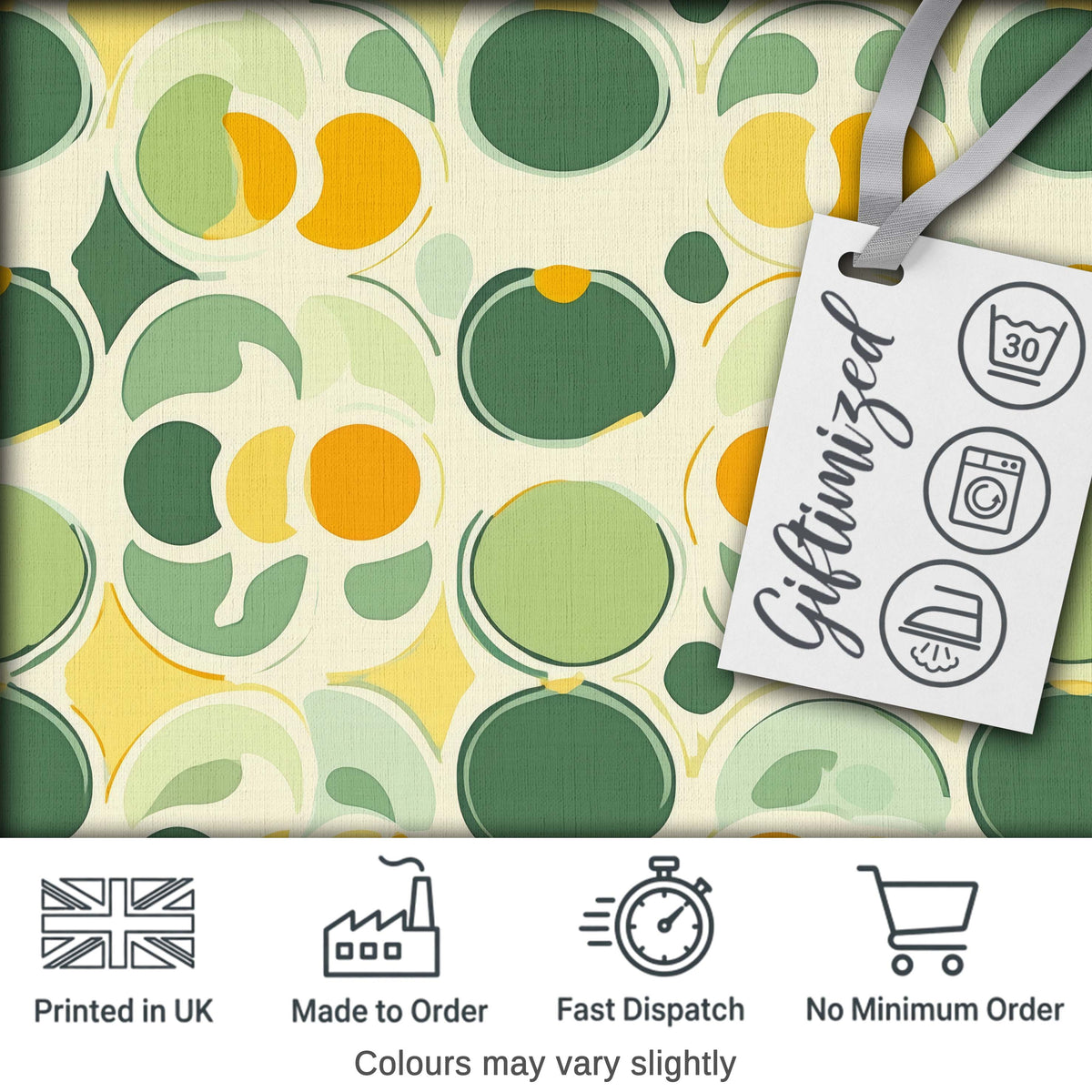 Soft Green Organic Shapes Abstract Botanical Seamless Pattern Digital Print Fabric by the Metre UK Sewing Quilting Textile