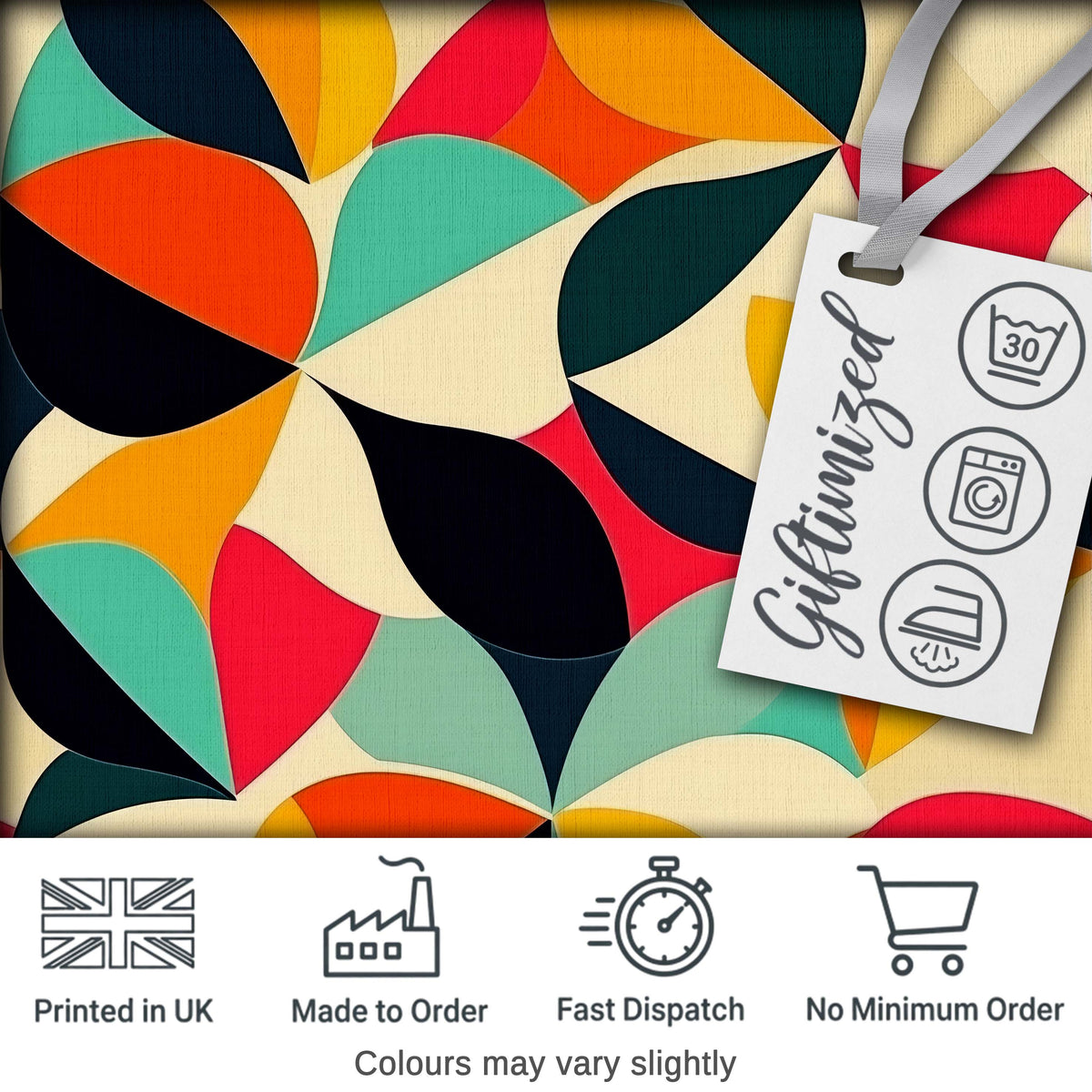 Abstract Organic Leaf Shapes Mid Century Modern Seamless Pattern Digital Print Fabric by the Metre UK Sewing Quilting Textile