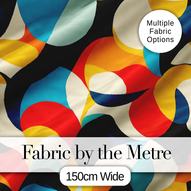 Bold Abstract Organic Shapes Colorful Modern Seamless Pattern Digital Print Fabric by the Metre UK Sewing Quilting Textile