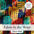 Abstract Vibrant Cityscape Architecture Geometric Style Seamless Pattern Digital Print Fabric by the Metre UK Sewing Quilting Textile