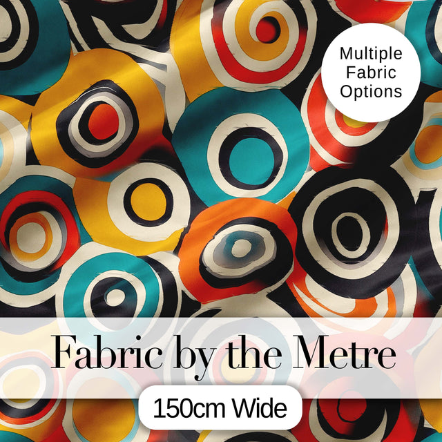 Circle Geometric Abstract Pattern Bold Color Seamless Pattern Digital Print Fabric by the Metre UK Sewing Quilting Textile