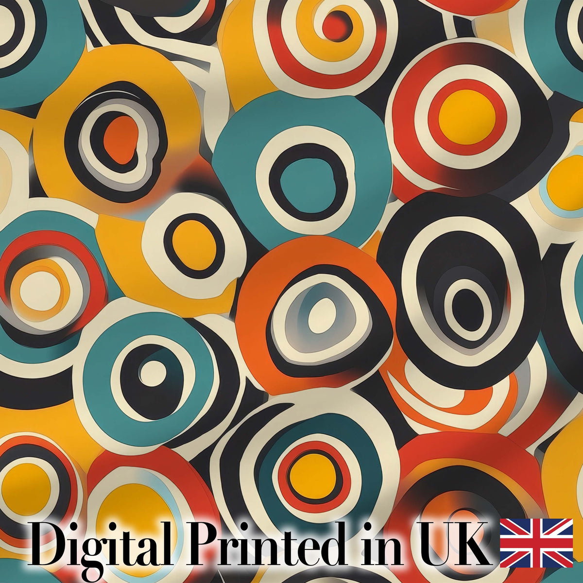Circle Geometric Abstract Pattern Bold Color Seamless Pattern Digital Print Fabric by the Metre UK Sewing Quilting Textile