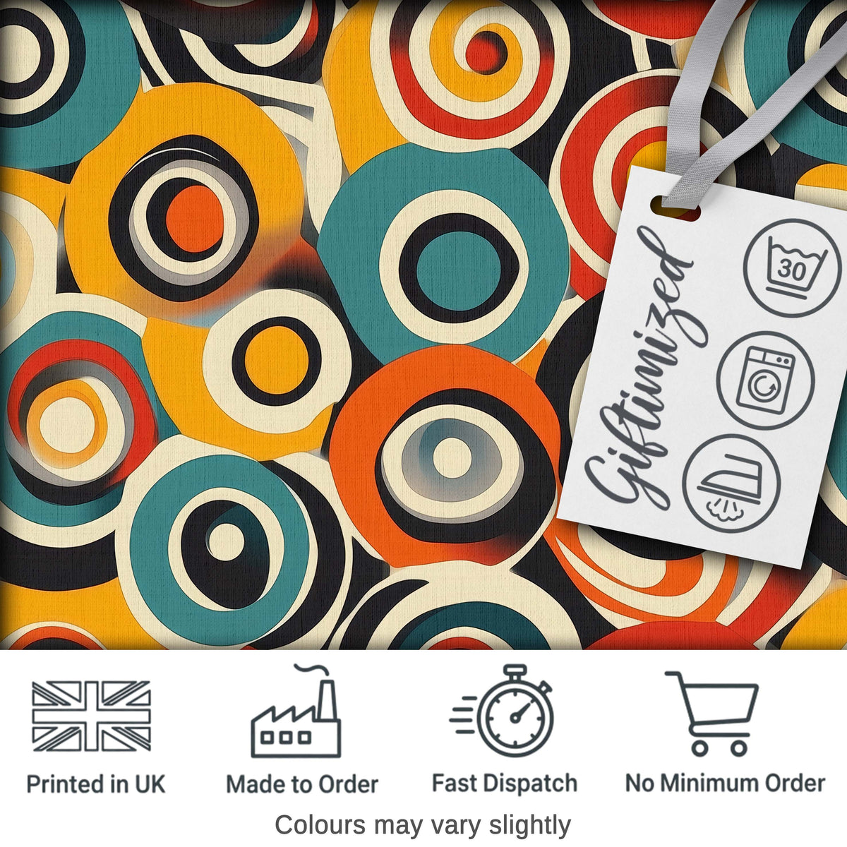 Circle Geometric Abstract Pattern Bold Color Seamless Pattern Digital Print Fabric by the Metre UK Sewing Quilting Textile