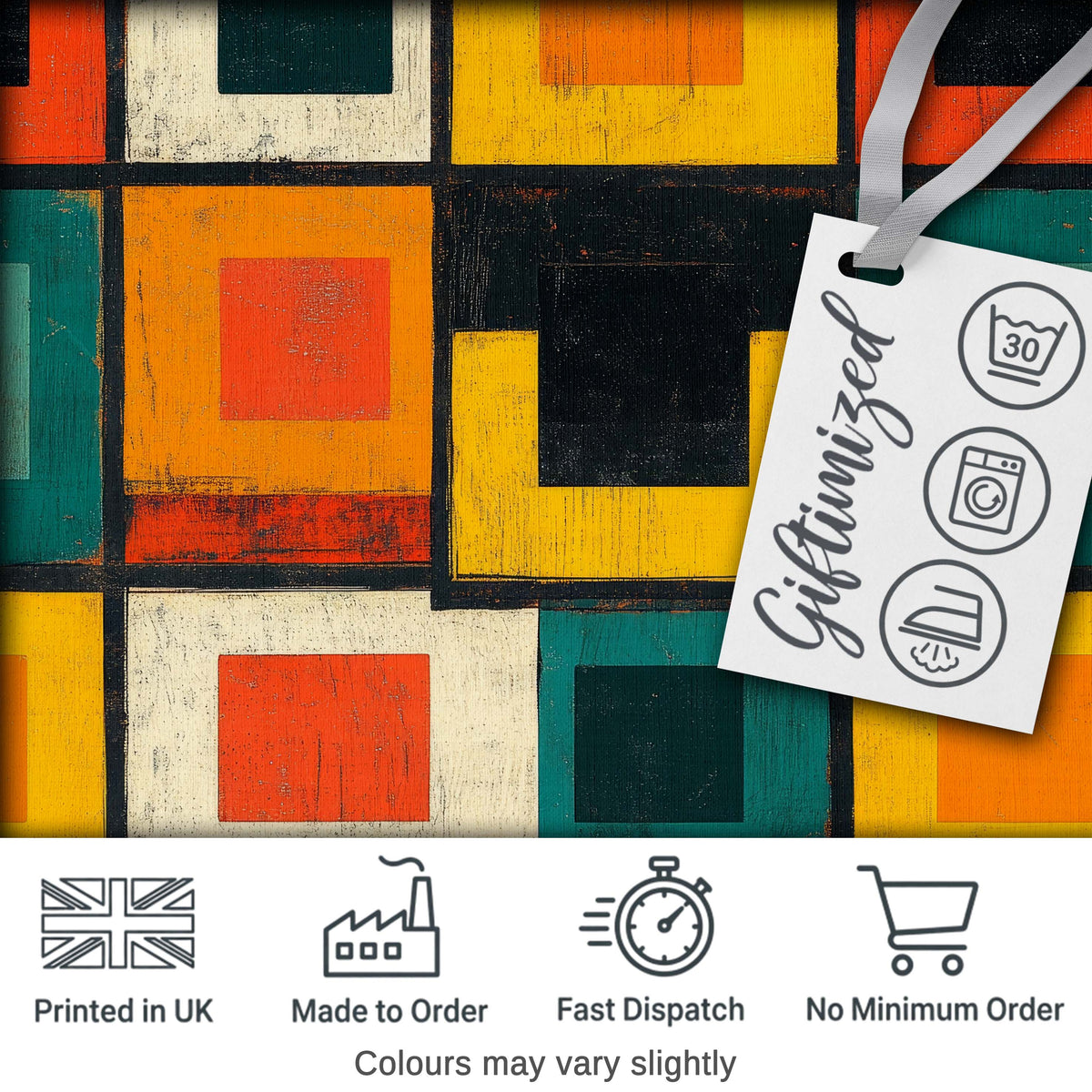 Vintage Abstract Block Texture Geometric Pattern Seamless Pattern Digital Print Fabric by the Metre UK Sewing Quilting Textile