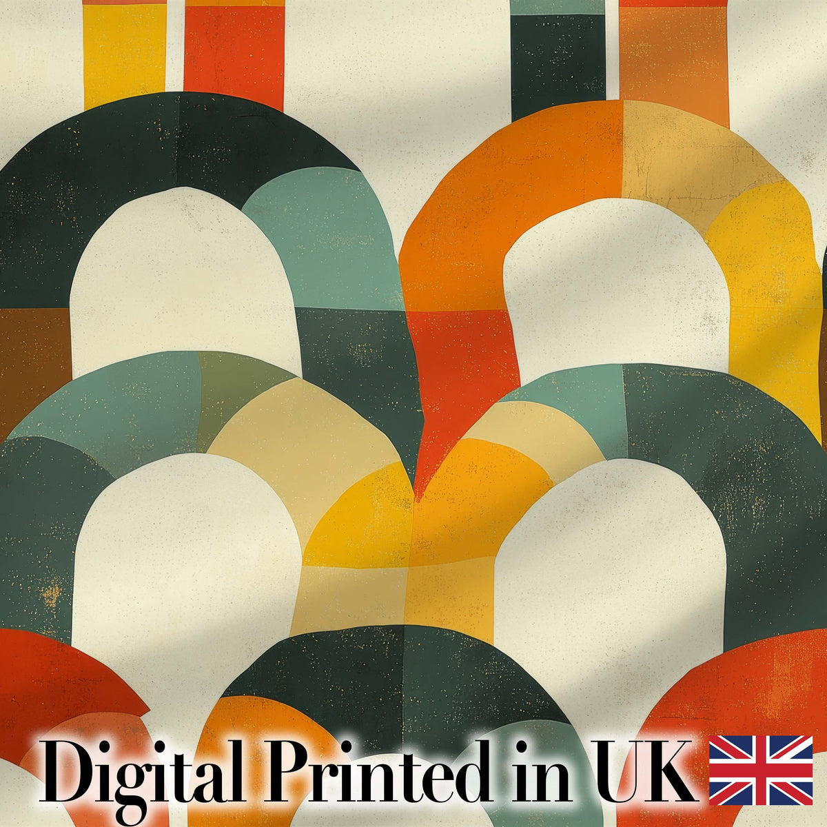 Vintage Arch Rainbow Geometric Texture Pattern Seamless Pattern Digital Print Fabric by the Metre UK Sewing Quilting Textile