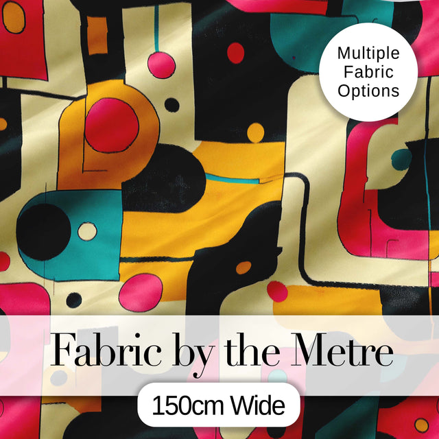 Bold Geometric Abstract Shapes Mid Century Color Block Pattern Seamless Pattern Digital Print Fabric by the Metre UK Sewing Quilting Textile