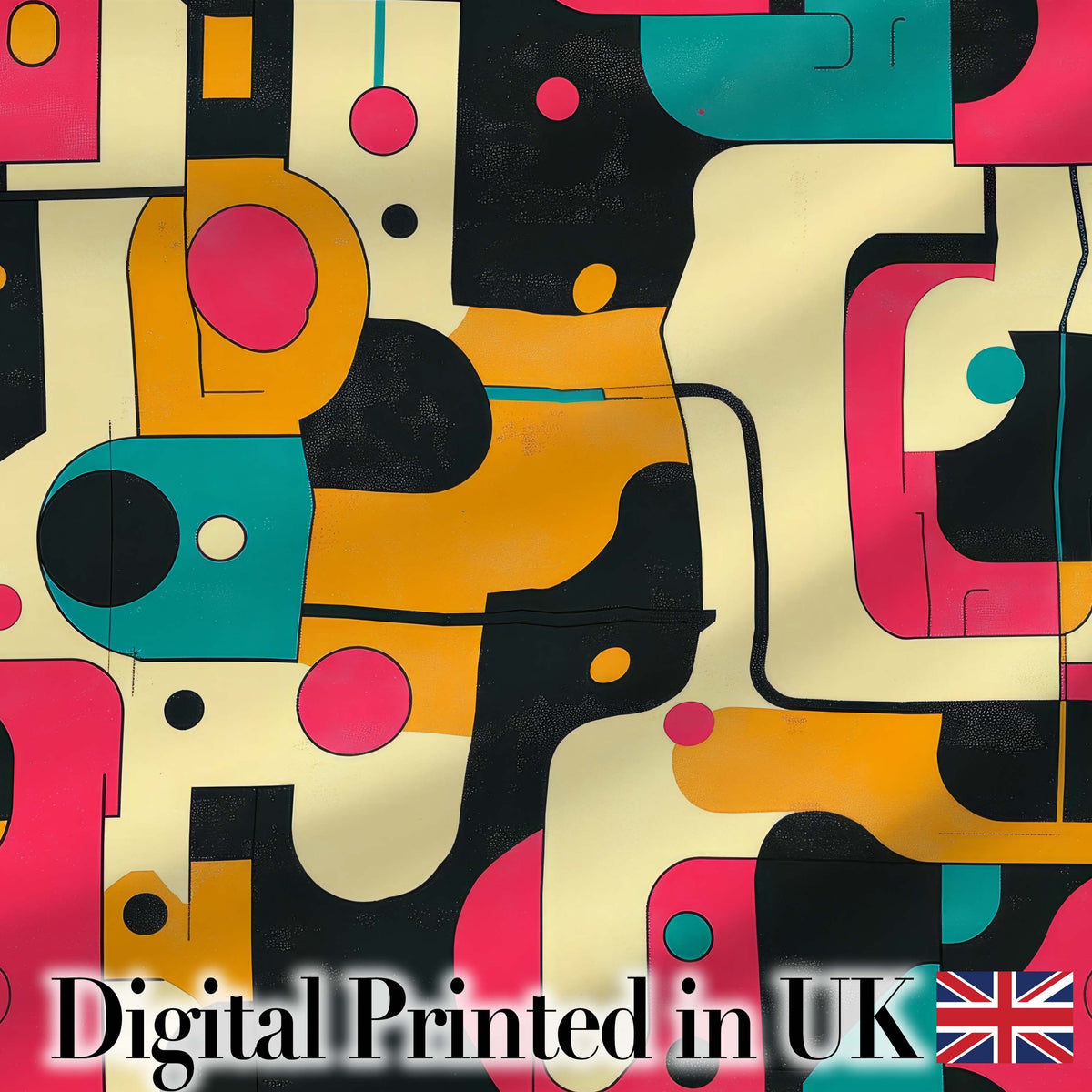 Bold Geometric Abstract Shapes Mid Century Color Block Pattern Seamless Pattern Digital Print Fabric by the Metre UK Sewing Quilting Textile