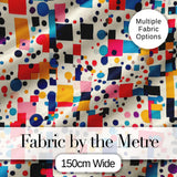 Playful Colorful Geometric Dots and Squares Abstract Pattern Seamless Pattern Digital Print Fabric by the Metre UK Sewing Quilting Textile