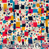 Playful Colorful Geometric Dots and Squares Abstract Pattern Seamless Pattern Digital Print Fabric by the Metre UK Sewing Quilting Textile