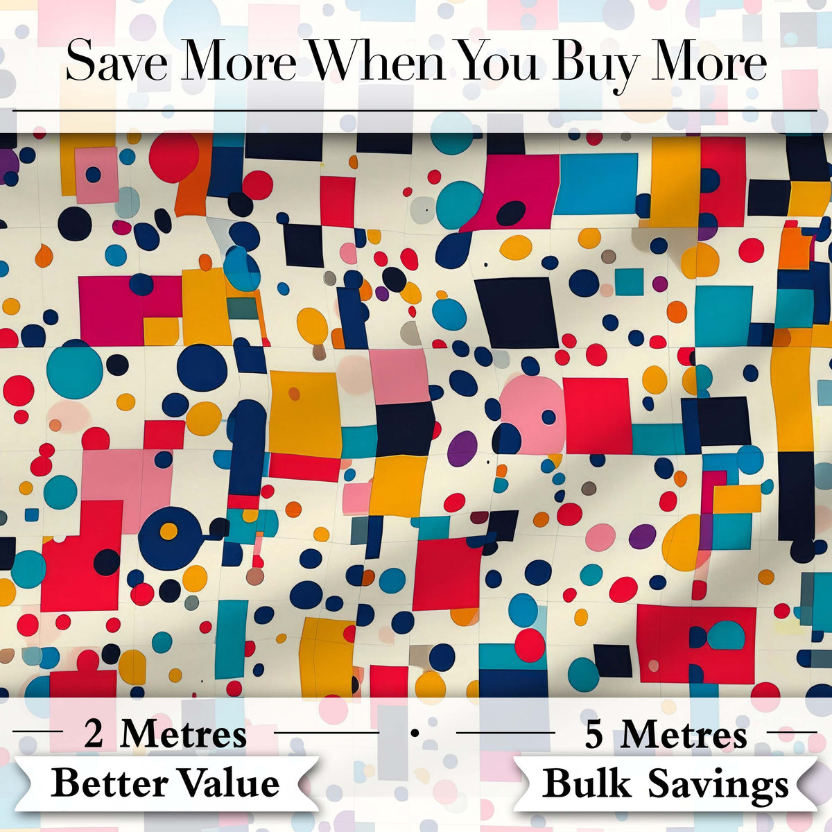 Playful Colorful Geometric Dots and Squares Abstract Pattern Seamless Pattern Digital Print Fabric by the Metre UK Sewing Quilting Textile