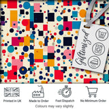 Playful Colorful Geometric Dots and Squares Abstract Pattern Seamless Pattern Digital Print Fabric by the Metre UK Sewing Quilting Textile