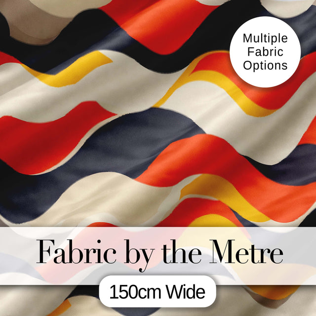 Bold  Curved Wave Shapes Pattern Seamless Pattern Digital Print Fabric by the Metre UK Sewing Quilting Textile