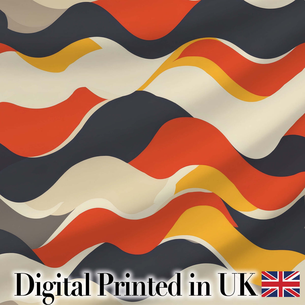 Bold  Curved Wave Shapes Pattern Seamless Pattern Digital Print Fabric by the Metre UK Sewing Quilting Textile