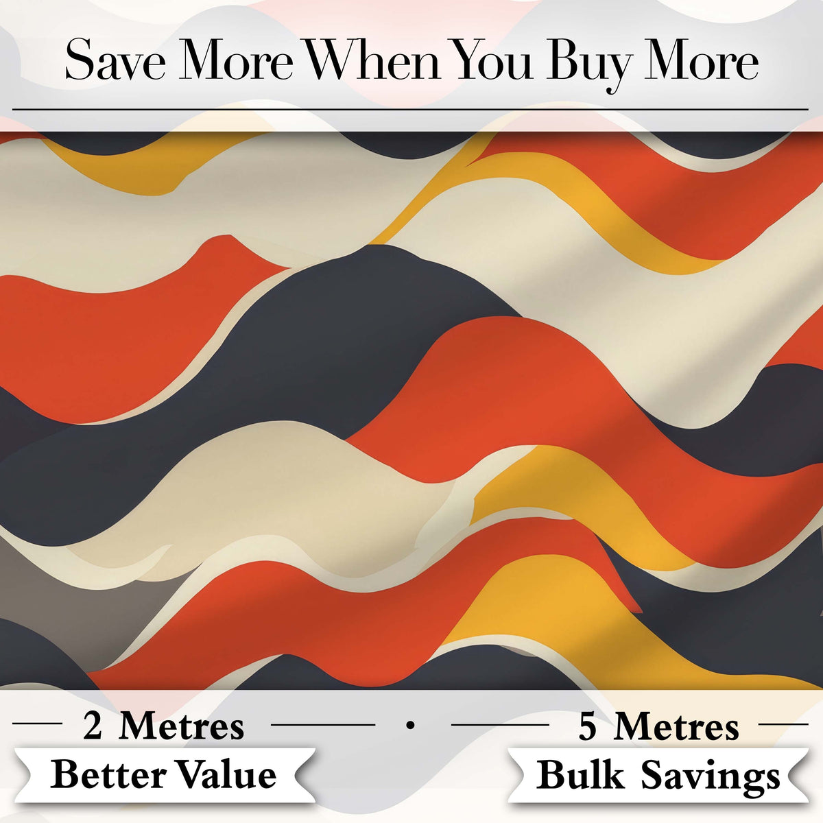 Bold  Curved Wave Shapes Pattern Seamless Pattern Digital Print Fabric by the Metre UK Sewing Quilting Textile