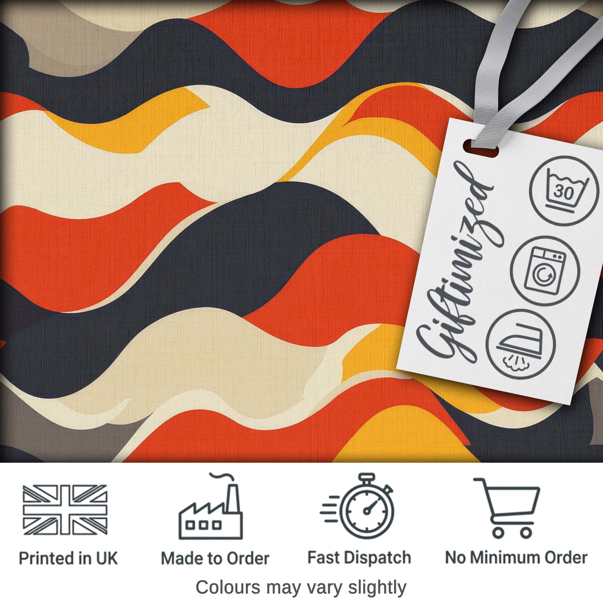 Bold  Curved Wave Shapes Pattern Seamless Pattern Digital Print Fabric by the Metre UK Sewing Quilting Textile