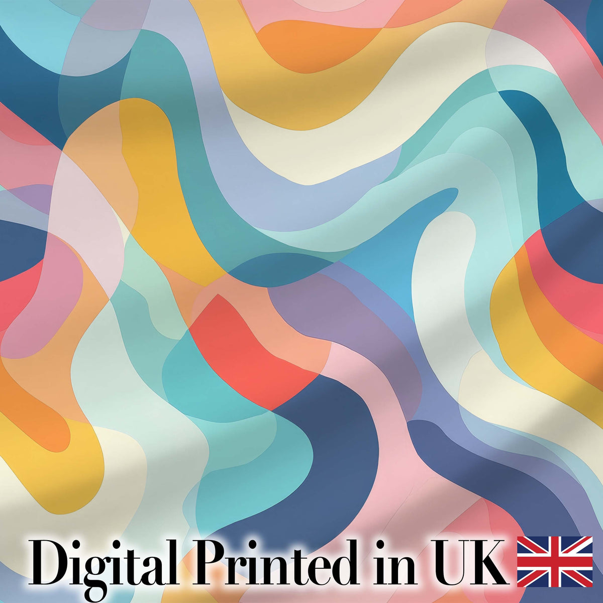Soft Abstract Fluid Shapes Pastel Pattern Seamless Pattern Digital Print Fabric by the Metre UK Sewing Quilting Textile