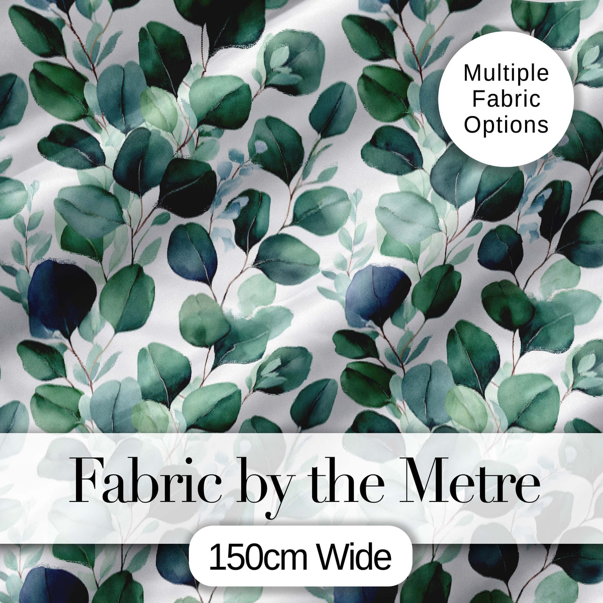 Watercolor Eucalyptus Leaves Soft Botanical Seamless Pattern Digital Print Fabric by the Metre UK Sewing Quilting Textile