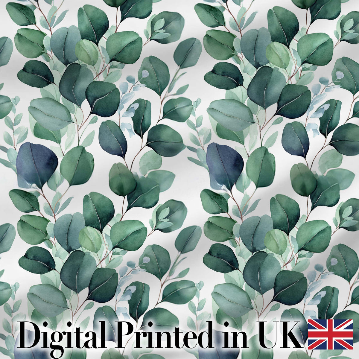 Watercolor Eucalyptus Leaves Soft Botanical Seamless Pattern Digital Print Fabric by the Metre UK Sewing Quilting Textile