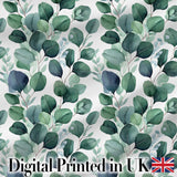 Watercolor Eucalyptus Leaves Soft Botanical Seamless Pattern Digital Print Fabric by the Metre UK Sewing Quilting Textile