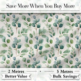 Soft Green Eucalyptus Leaves Watercolor Botanical Seamless Pattern Digital Print Fabric by the Metre UK Sewing Quilting Textile