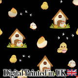 Cute Cartoon Chickens Farmhouse Seamless Pattern Digital Print Fabric by the Metre UK Sewing Quilting Textile