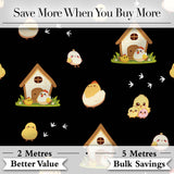 Cute Cartoon Chickens Farmhouse Seamless Pattern Digital Print Fabric by the Metre UK Sewing Quilting Textile