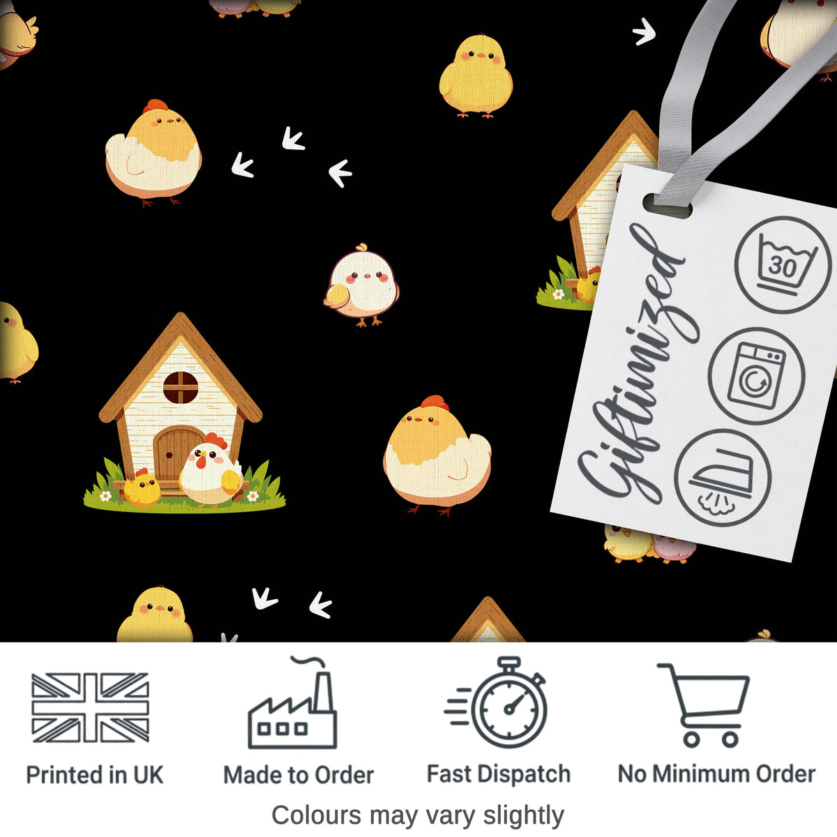 Cute Cartoon Chickens Farmhouse Seamless Pattern Digital Print Fabric by the Metre UK Sewing Quilting Textile