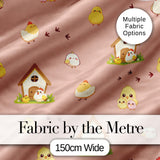 Cute Cartoon Chickens Farmhouse Pattern Soft Beige Background Seamless Digital Print Fabric by the Metre UK Sewing Quilting Textile