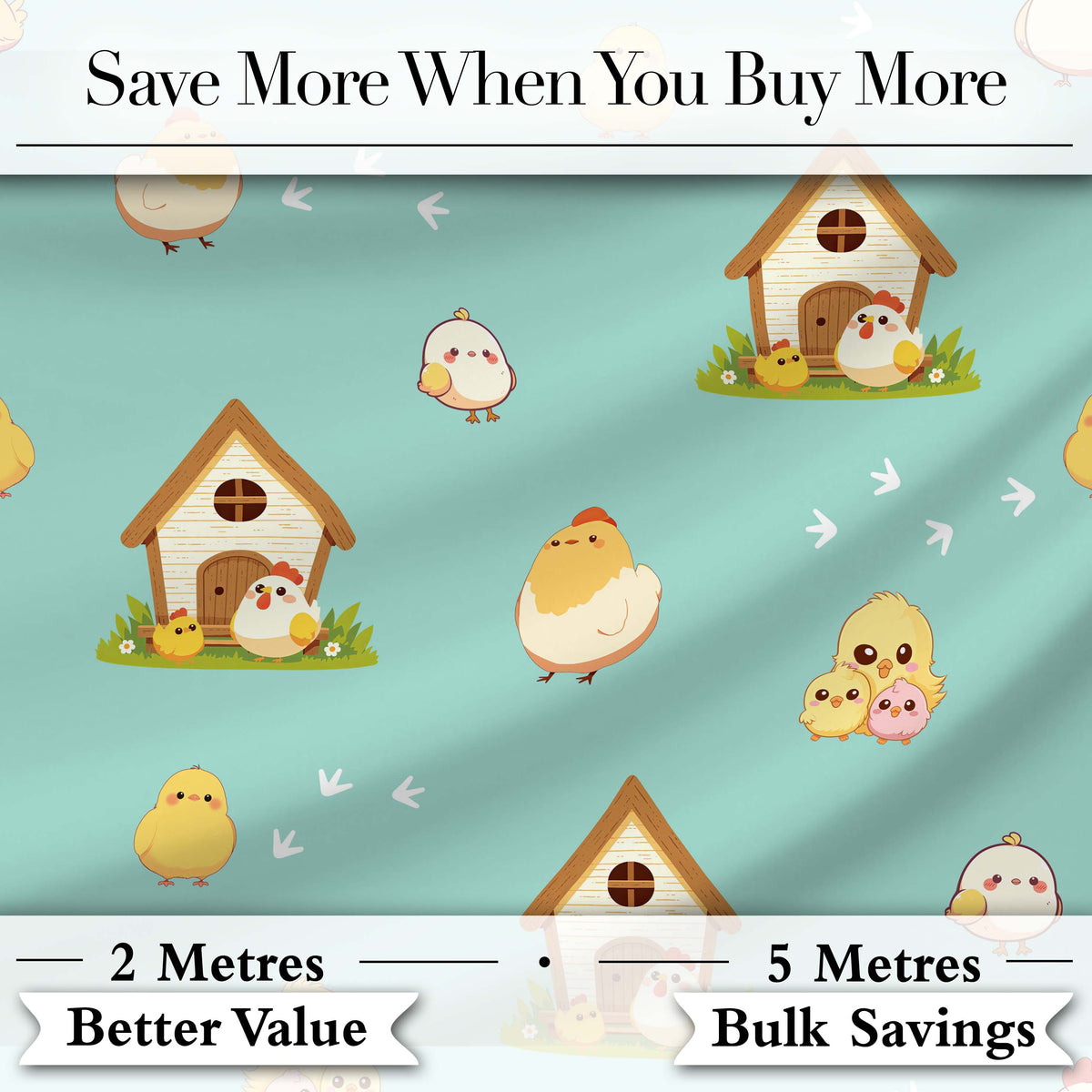 Cute Cartoon Chickens Farmhouse Pattern Soft Mint Background Seamless Digital Print Fabric by the Metre UK Sewing Quilting Textile