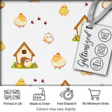 Cute Cartoon Chickens Farmhouse Pattern Light Grey Background Seamless Digital Print Fabric by the Metre UK Sewing Quilting Textile