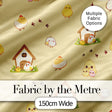 Cute Cartoon Chickens Farmhouse Pattern Soft Yellow Background Seamless Digital Print Fabric by the Metre UK Sewing Quilting Textile