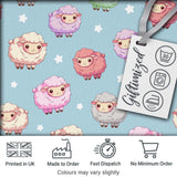 Cute Kawaii Sheep with Starry Sky Background Seamless Pattern Digital Print Fabric by the Metre UK Sewing Quilting Textile