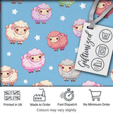 Cute Kawaii Sheep with Blue Sky Star Background Seamless Pattern Digital Print Fabric by the Metre UK Sewing Quilting Textile