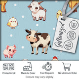 Cute Farm Animals Cow Pig Duck Chicken Seamless Pattern Digital Print Fabric by the Metre UK Sewing Quilting Textile