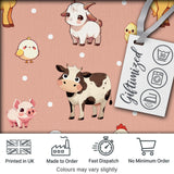 Cute Farm Animals Peach Background Seamless Pattern Digital Print Fabric by the Metre UK Sewing Quilting Textile